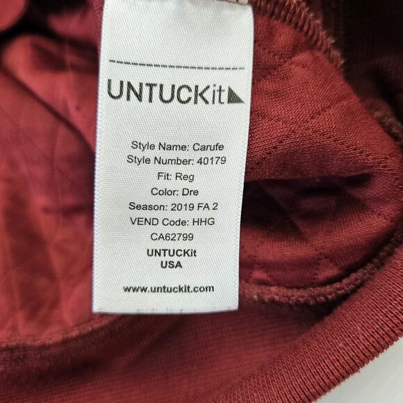 UNTUCKit Pullover Sweater Men's M 1/4 Snap Quilted Red Long Sleeve Carufe 40179 - Picture 5 of 9